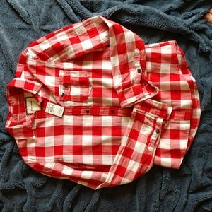 Abercrombie kids plaid button down cotton XL